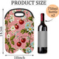 Neoprene Wine Tote, Bottle Carrier Gag Insulating Neoprene Thicker, Insulated Wine Bag for Travel Holds Two Bottles, Bottle Carrier Bags Protect the Bottles, Flower Cherry