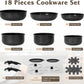 17 Pcs Pots and Pans Set Non Stick, Cookware Sets with Detachable Handle, Nonstick RV Kitchen Cooking Tools Removable Handles, Oven Safe, Induction Fast, Stackable Induction Cookware, Black