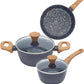 3-Piece Nonstick Pots and Pans Set with Lids, Includes 8.5 Inch Frying Pan 1.5Qt Saucepan and 2.2Qt Stock Pot, PFOA Free Dishwasher Safe Induction Compatible Family Cookware, Black