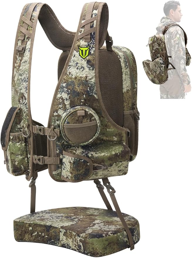 TIDEWE Vest with Seat, Lightweight Vest with Multi-Compartment Storage, Portable Backpack with 11 Adjustable Straps