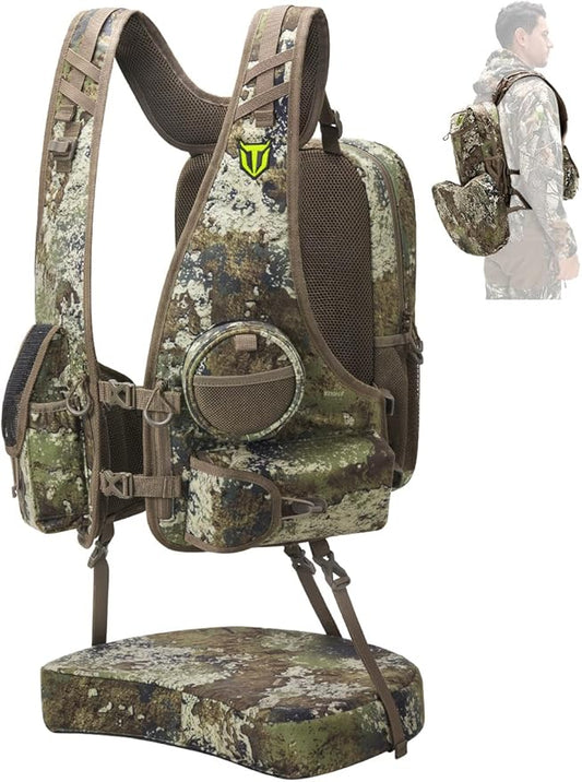 TIDEWE Vest with Seat, Lightweight Vest with Multi-Compartment Storage, Portable Backpack with 11 Adjustable Straps