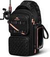 MATEIN Fishing Sling Bag with Lure Rod Holder & Phone Pouch, Waterproof 3600 Tackle box Backpack with Removable Bait Binder
