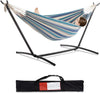 PNAEUT Double Hammocks with Stand for Outside, Portable Space Saving Heavy-Duty Steel Stand for Indoor Outdoor Patio with Carrying Bag, 450 lbs Capacity (Lightblue)