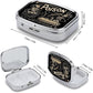 Metal 2 Compartment Pill Organizer Travel Friendly Portable Compact Pill Box Cute Pill Case to Hold Vitamins,Fish Oil,Supplements,Meds,Tablet for Purse,Pocket. (Black Background)