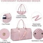 Women Duffle Weekender Travel Bag: Large Duffel Bags with Shoe Compartment Carry On Overnight Tote Bag with Wet Pocket Toiletry Bags Weekend Gym Yoga Hospital Bag for Labor and Delivery Pink 3Pcs Set