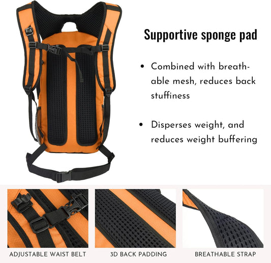 Zavothy 18L Hydration Backpack with 3L Water Bladder – Waterproof Hiking Pack with Insulated Bladder Compartment, Hidden Helmet Holder & Rain Cover – for Running, Cycling, and Camping