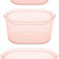 Zip Top Reusable Food Storage Bags | 3 Dish Set [Peach] | Silicone Meal Prep Container | Microwave, Dishwasher and Freezer Safe | Made in the USA