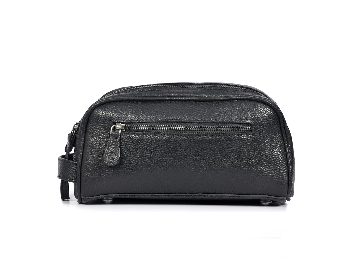 10" Premium Leather Toiletry Travel Pouch With Waterproof Lining | King-Size Handcrafted Vintage Dopp kit By Aaron Leather Goods (Jade Black) - Roamly
