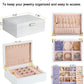 Small Jewelry Organizer for Women, 2-Layer Travel Jewelry Box with Portable Case, Necklace Ring Storage for Dresser, Girls Teens Gifts (White)