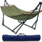 Tranquillo Sturdy Steel Hammock Stand with Premium Cotton Canvas, 600 lbs Capacity Hammock Folding, Portable Hammock Stand 30-Second Fold Unfold Spacious Hammock Design, Sage