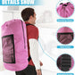 Laundry Bag Backpack, Extra Large Travel Laundry Bag with Mesh Pocket & Adjustable Shoulder Straps,Dirty Clothes Travel Bag for College Students Dorm,Apartment(Pink)