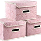 PRANDOM Collapsible Storage Boxes with Lids Fabric Decorative Storage Bins Cubes Organizer Containers Baskets with Cover Handles Divider for Bedroom Closet Living Room 9.8x7.9x6.7 Inch 3 Pack