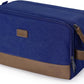 WANDF Toiletry Bag for Men Travel Toiletry Organizer Canvas and Leather Dopp Kit Water-Resistant Shaving Bag for Travel Accessories (Blue, Large) - Roamly