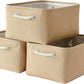 TheWarmHome Organization and Storage Bin for Shelves - Large 3 Pack 16x12x8 inch Storage Basket for Organizing, Canves Storage Cubes for Organizer Toy Closet Cloth Gift (Beige)