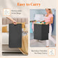 Lifewit 120L Double Laundry Hamper with Lid, Extra Large Bamboo Laundry Basket Dirty Clothes Hamper, 2 Section Laundry Bin Organizer for Laundry Room Bedroom with 2 Removable Liners & Bags, Dark Gray