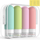 ME.FAN Travel Bottles for Toiletries, TSA Approved 3oz Silicone Journey Size Containers, Portable Split Bottle for Conditioner, Shampoo, Lotion- 4 Pack Bright