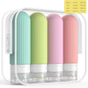 ME.FAN Travel Bottles for Toiletries, TSA Approved 3oz Silicone Journey Size Containers, Portable Split Bottle for Conditioner, Shampoo, Lotion- 4 Pack Bright