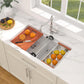 Dcolora 33 Inch Granite Compoisite Kitchen Sink White Undermount Kitchen Sink 50/50 Double Bowl Workstation Elegant Under Counter basin 33"×19“×10”，#DC-GX3327