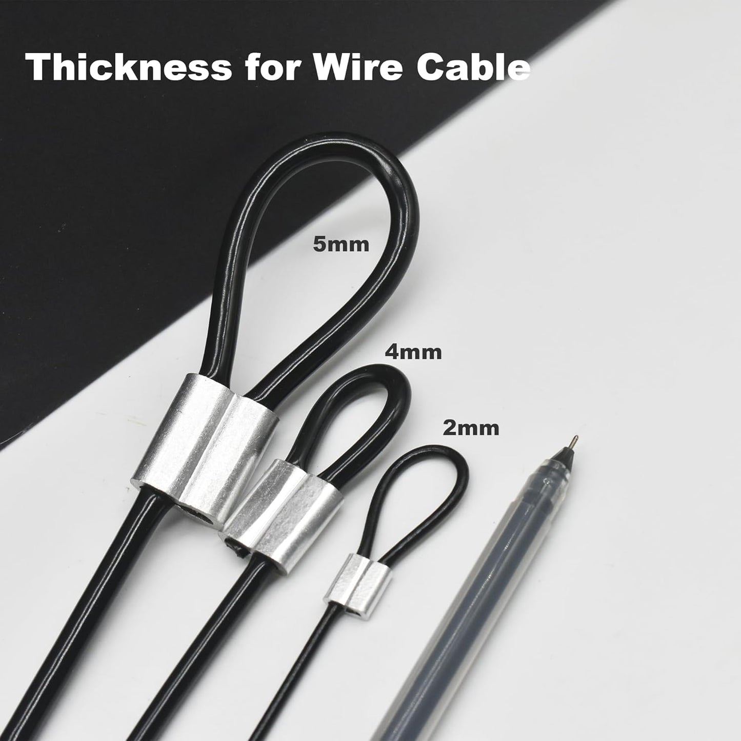 10 Pcs 4mm Wire 12 inch Vinyl Coated Stainless Steel Cable with Loops Short Wire Rope Lanyard Lock Security Chain Link for Outdoor Gates, Black(4mm x 12inch)