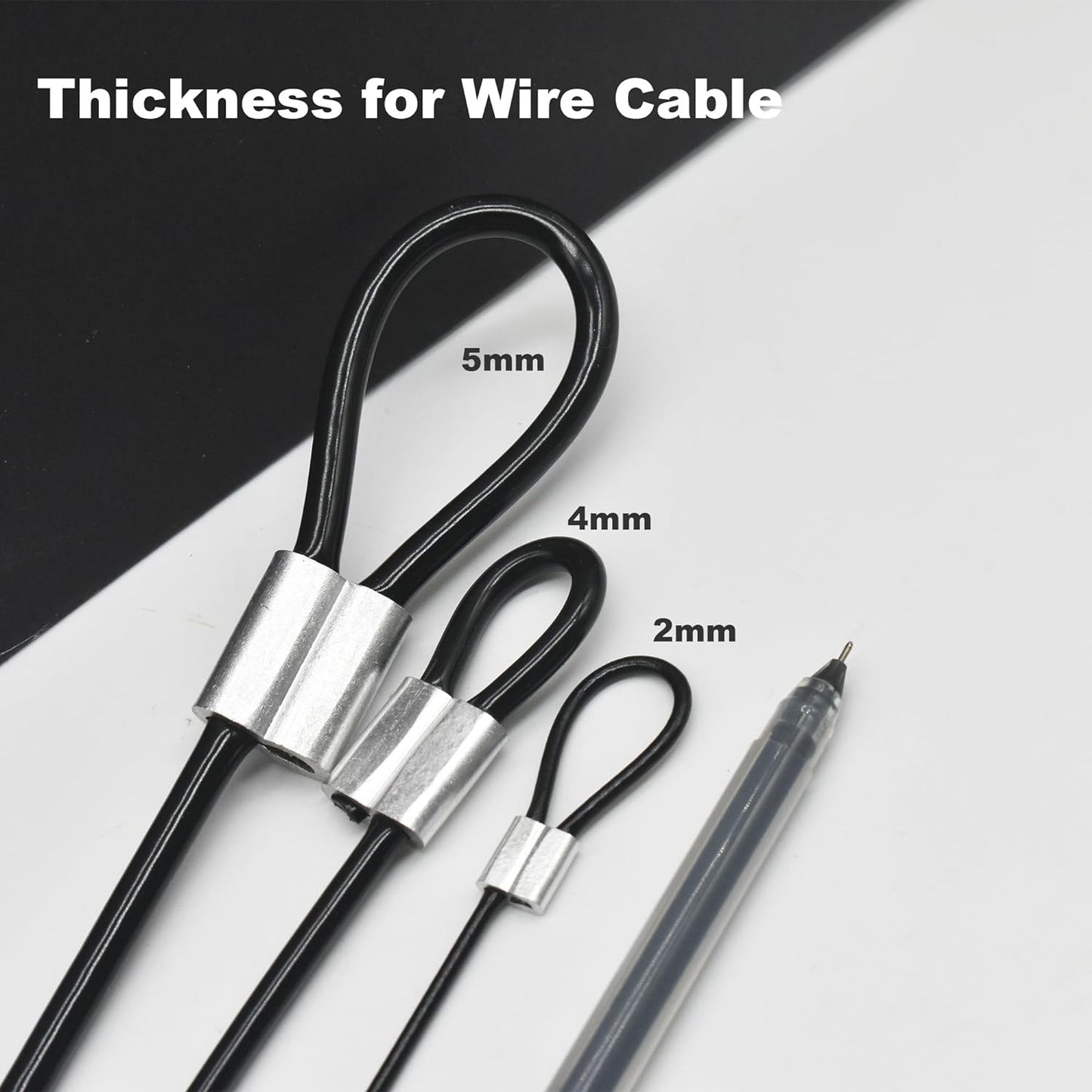 10 Pcs 2mm Wire 24 inch Vinyl Coated Stainless Steel Cable with Loops Short Wire Rope Lanyard Lock Security Chain Link for Outdoor Gates, Clear (2mm x 24inch)