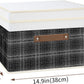 TYEERS Collapsible Storage Bins with Lids, Patchwork Design, Washable, Fabric Storage Boxes, 14.9x9.8x9.8 inches, 5 Pack, Black