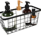 4 set Hanging Wall Basket Organizer,Over the Cabinet Door Wire Baskets for Organizing -Space-Saving Hanging Baskets for Organizing,Wall Mount Storage,No Drilling Adhesive Wall Storage Basket, Black