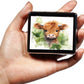 Silver Vintage Pill Box 7 Day Metal Pill Box with Mirror and 8 Compartments Cute Travel Pill Organizer for Purse (Watercolor Highland Cow)