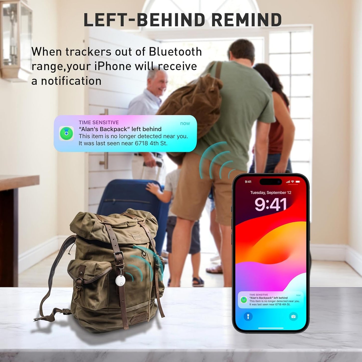 Air Tracker Tags [Apple MFi Certified] (iOS Only), Smart Bluetooth Tracker, Compatible with Apple Find My, Item Locator for Keys, Luggage, Wallet, Suitcase, Bags, IP67 Waterproof