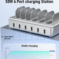 CREATIVE DESIGN 6 Port Charging Station for Multiple Devices,50W Multi Phone Charging Station with 6 Cables, Multiple USB Charger Station Designed for Cellphone iPad iPhone Tablet (Silver)