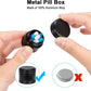 Metal Pill Box Pocket Purse Size - Waterproof Daily Pill Container, Single Aluminum Pill Case Portable Compact Round Medicine Organizer Pill Holder for Medication, Fish Oils Vitamins