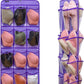 Dual Sided Hanging Shoe Organizer for Closet with Rotating Hanger Hanging Shoe Rack Holder with 24 Large Pockets (Purple-Clear Pockets)