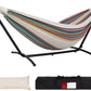 Lazy Daze Hammocks Double Hammock with 9ft Space-Saving Steel Stand Includes Portable Carrying Case, 450 Pounds Capacity (Tan Stripe)