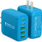 2-Pack USB C Wall Charger Block,50W 5-Port C Charger Fast Charging Block PD Power Adapter +QC 3.0 Multiport Type C Box Charger Cube USB A Wall Plug for iPhone 16/15/14/13 Pro Max,Samsung Galaxy(Blue) - Roamly