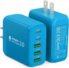 2-Pack USB C Wall Charger Block,50W 5-Port C Charger Fast Charging Block PD Power Adapter +QC 3.0 Multiport Type C Box Charger Cube USB A Wall Plug for iPhone 16/15/14/13 Pro Max,Samsung Galaxy(Blue) - Roamly