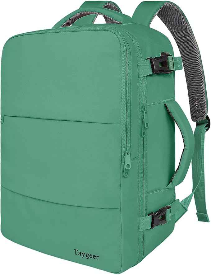 Taygeer Travel Backpack for College Woman, Lightweight Backpack for 15.6 inch Laptop with Water Bottle Holder, TSA Friendly Bag for Women, Back Pack Carry On Luggage for friend Gym Sport,Green