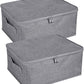 ANMINY 2PCS Storage Bins with Zipper Lids 13 Qt Lidded Fabric Storage Boxes Baskets Cubes with Handles Collapsible Washable Cotton Linen Closet Shelf Clothes Organizer Containers - Gray, Small