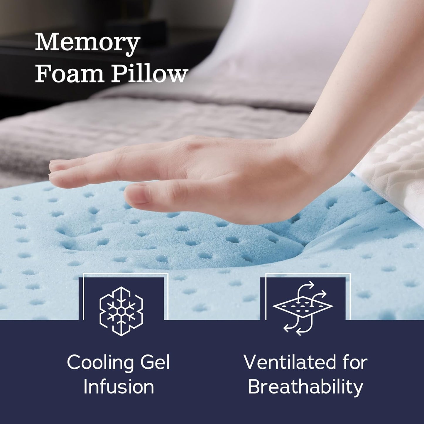 WEEKENDER Gel Memory Foam Pillow - Queen Size - 2-Pack - Medium Plush Feel - Neck & Shoulder Support - For Back, Side, & Stomach Sleepers - Home, Hotel, & Hospital Essentials