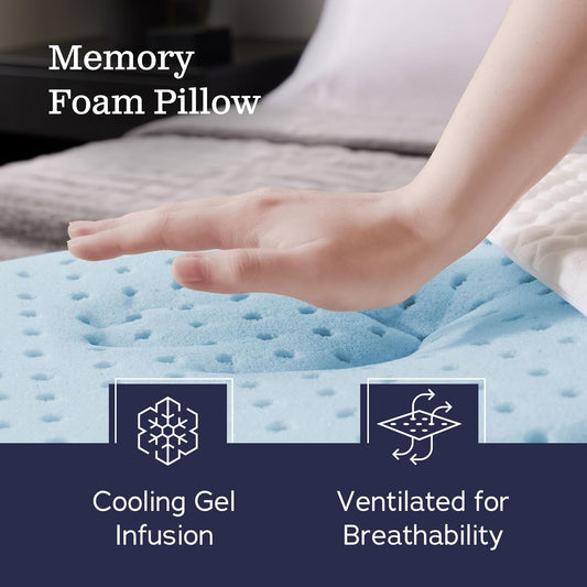 WEEKENDER Standard Gel Memory Foam Pillow Size-1-Pack-Medium Plush Feel-Neck and Shoulder Support-Side, Stomach, and Back Sleepers-Home, Hotel, & Hospital Essentials-CertiPur Certified, White