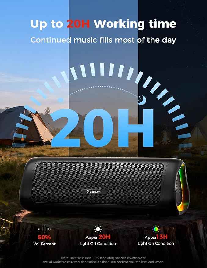 Bluetooth Speaker with HD Sound, Portable Wireless, IPX5 Waterproof, Up to 20H Playtime, TWS Pairing, BT5.3, for Home/Party/Outdoor/Beach, Electronic Gadgets, Birthday Gift (Black)