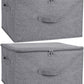 ANMINY 2PCS Storage Bins with Zipper Lids 51.9 Qt Lidded Fabric Storage Boxes Baskets Cubes with Handles Collapsible Washable Cotton Linen Closet Shelf Clothes Organizer - Gray, Extra Large