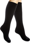 Cotton Compression Socks for Women & Men. 15-20 mmHg Support Knee-High Black S/M
