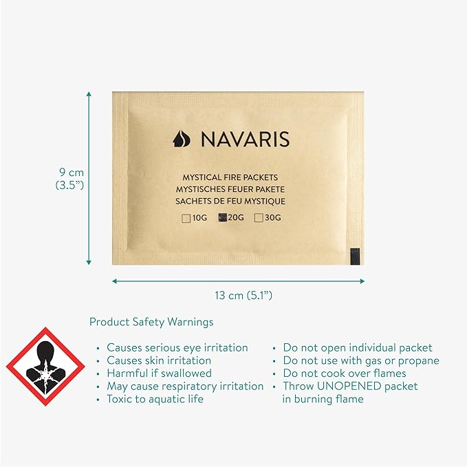 Navaris Mystical Fire Packets - Magical Fire Color Changing Packets Fire Pit - Rainbow Fire Magic Fire Colorful Flames Packs - for Campfire Firepit Bonfire - 12-Pack 0.7oz (20g)