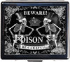 Cute and Portable Metal Pill Organizer – 8 Compartments, Elegant Chrome Finish, Ideal for Travel and Daily Use (Beware Poison Skeletons)