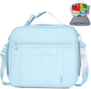 NOL Kids Lunch Bag - Kids 3+ Reusable Insulated Lunch Box with Zipper Closure Buckle Handle Adjustable Long Shoulder Strap, Easy-Clean Waterproof Fabric, Children Lunch Tote Bag for School -Light blue