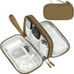 FYY Electronic Organizer, Travel Cable Organizer Bag Pouch Electronic Accessories Carry Case Portable Waterproof Double Layers Storage Bag for Cable, Charger, Phone, Earphone, Medium Size- Brown