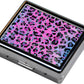 Silver Vintage Pill Box 7 Day Metal Pill Box with Mirror and 8 Compartments Cute Travel Pill Organizer for Purse (Pink Leopard Print)