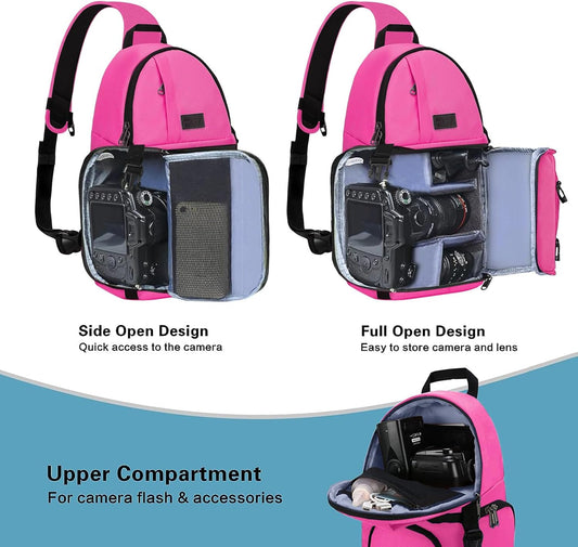 MOSISO Camera Sling Bag, DSLR/SLR/Mirrorless Camera Backpack Case Shockproof Photography Backpack with Tripod Holder & Removable Modular Inserts Compatible with Canon/Nikon/Sony/Fuji