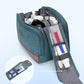 WANDF Toiletry Bag for Men Travel Toiletry Organizer Canvas and Leather Dopp Kit Water-Resistant Shaving Bag for Travel Accessories (Blue-Green, Large) - Roamly