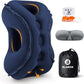 Inflatable Travel Pillow,Multifunction Travel Neck Pillow for Airplane to Avoid Neck and Shoulder Pain,Support Head,Neck,Used for Sleeping Rest, Airplane and Home Use,with Eye Mask, Earplugs,Blue