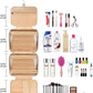 Women's Hanging Toiletry Bag, Waterproof Travel Cosmetic Organizer with Jewelry Storage, Large Capacity Makeup Case for Full-Size Skincare & Bathroom Essentials, Portable Cosmetic kit, Khaki